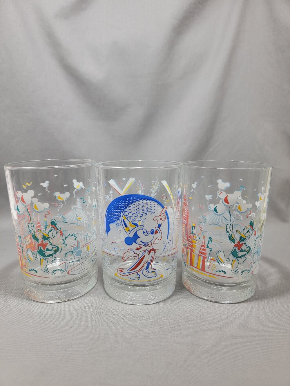 Vtg Disney Remember The Magic 25 Years McDonald's Glasses Mickey Donald Duck Lot